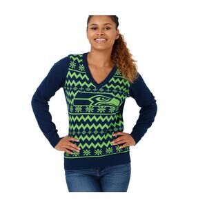 Women's FOCO Seattle Seahawks 2022 V Neck Sweater NWT Size M